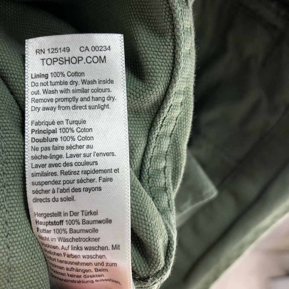 Topshop Oversized Twill Barn Jacket Sz S Army Green Cargo Utility Grunge Casual - Picture 14 of 15
